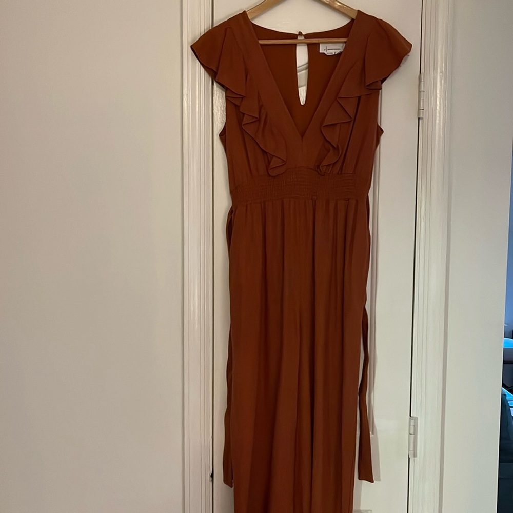 Anthropologie Rust-Brown Boot Cut Jumpsuit